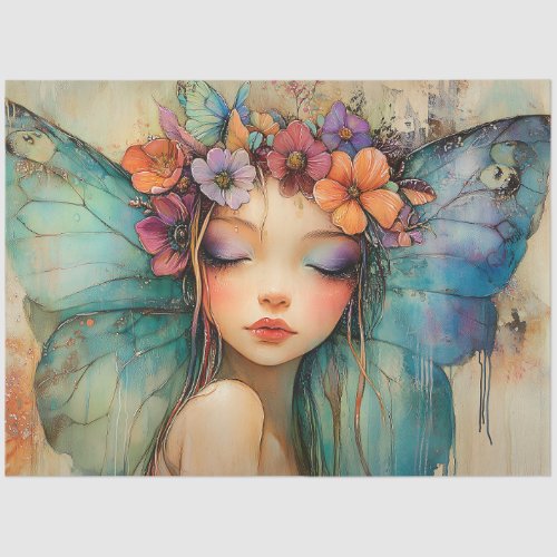 CUTE FLORAL FAIRY GIRL DECOUPAGE TISSUE PAPER