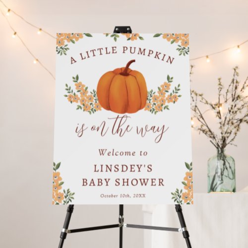 Cute Floral Fall Pumpkin Baby Shower Welcome Foam Board