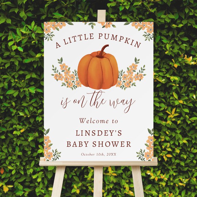 Cute Floral Fall Pumpkin Baby Shower Welcome Foam Board (Creator Uploaded)