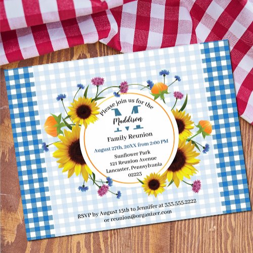 Cute floral family reunion invitation postcard