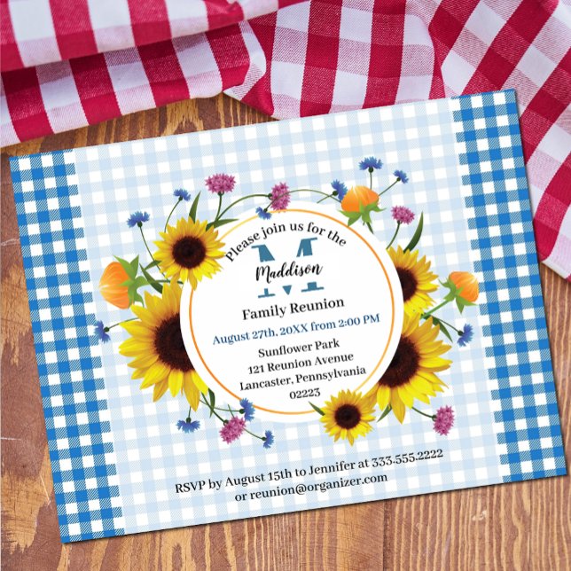 Cute, floral family reunion invitation postcard (Creator Uploaded)