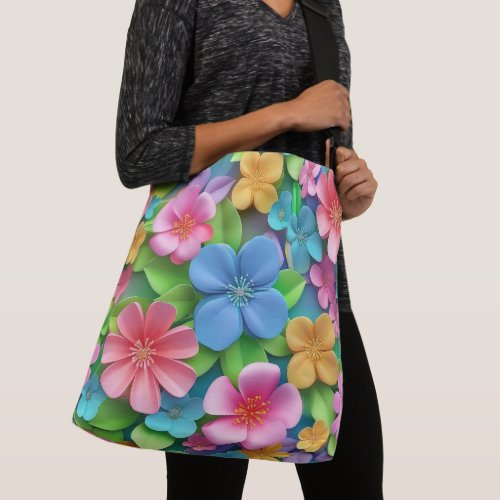 Cute Floral Fantasy  Rainbow Whimsy  Dual_Design  Crossbody Bag