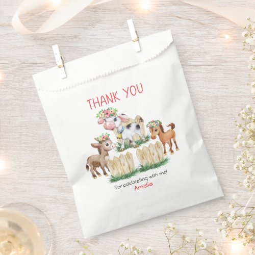 Cute Floral Farm Animals Thank You Favor Bag