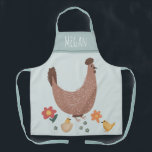 Cute Floral Farm Chicken Kitchen Apron<br><div class="desc">This cute and modern women’s apron features a colorful farm chicken design with chicks,  flowers,  and eggs,  and has space to add your name. The perfect stylish floral farm kitchen design for any farm lover.</div>