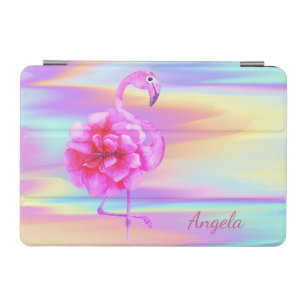 Cute Floral Flamingos Holographic iPad Mini Cover