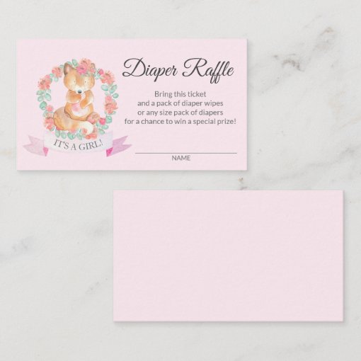 Cute Floral Fox Baby Shower Diaper Raffle Ticket | Zazzle