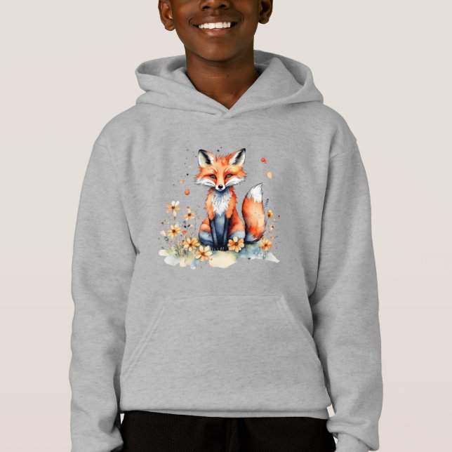 Cute floral fox hoodie (Front)