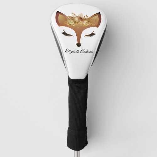 Cute Floral Fox Personalized Golf Head Cover