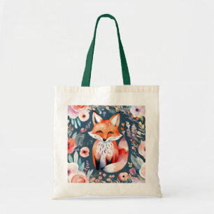 Cute floral fox tote bag