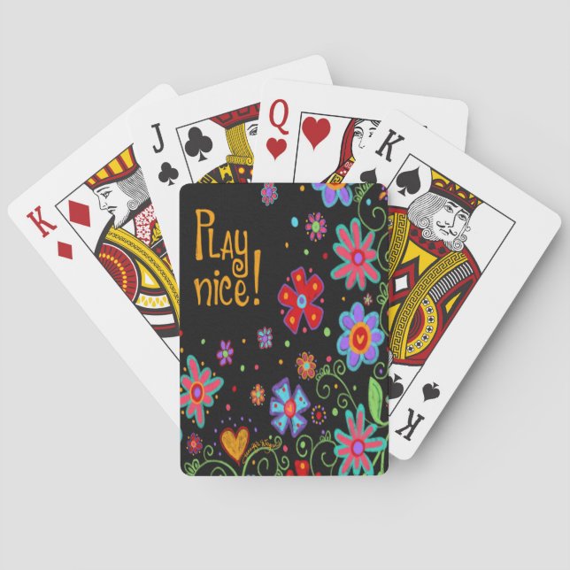 Cute Floral Fun Play Nice Inspirivity Poker Cards (Back)