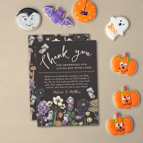 Cute Floral Ghost Halloween Baby Shower Thank You 