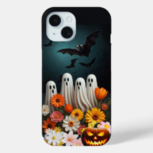 Cute Floral Ghost iPhone Case, Halloween Ghosts 15 Case