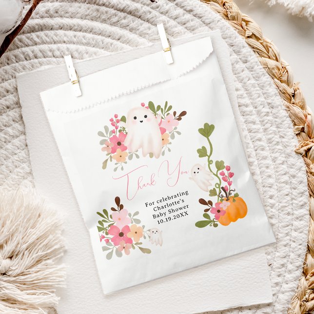 Cute floral ghost pumpkin little boo baby shower favor bag (Cute floral ghost pumpkin little boo baby shower favor bag)