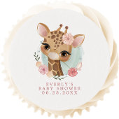 Cute Floral Giraffe Baby Shower Edible Frosting Rounds