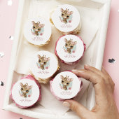 Cute Floral Giraffe Baby Shower Edible Frosting Rounds