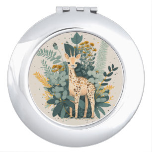 Cute floral giraffe   compact mirror