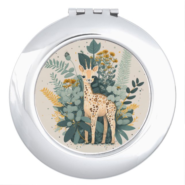 Cute floral giraffe   compact mirror (Front)