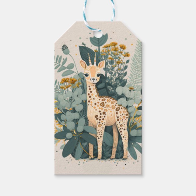 Cute floral giraffe   gift tags (Front)