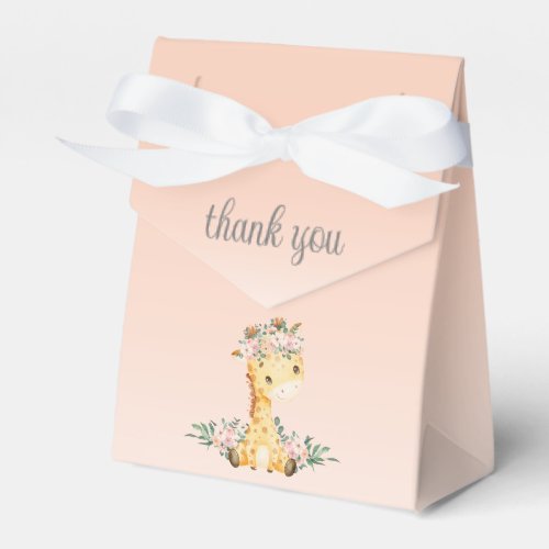 Cute Floral Giraffe Girl Baby Shower Thank You Favor Boxes