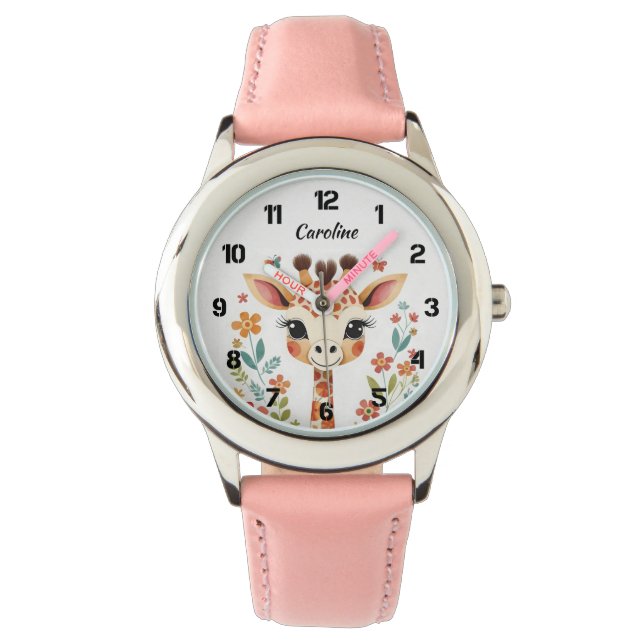 Cute Floral Giraffe Kids Watch (Front)