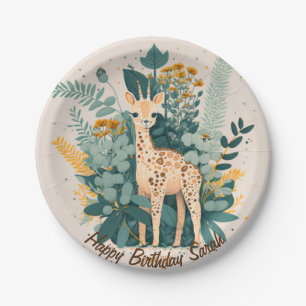 Cute floral giraffe paper plates