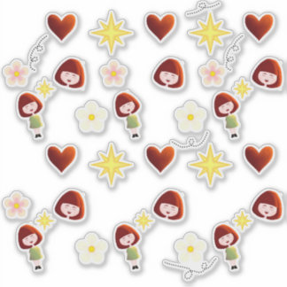 Cute Floral Girl Stickers
