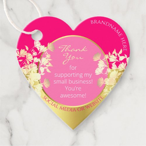 Cute Floral Girly Pink with Gold Effect Thank You Favor Tags