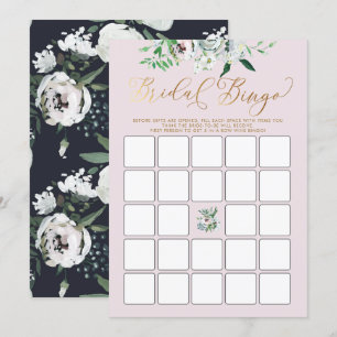 Cute Floral Gouache Boho Bridal Shower Bingo Game Invitation