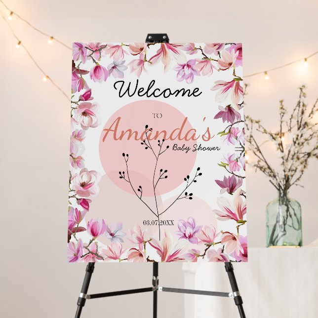 Cute floral gradient Welcome baby shower  Foam Board (In Situ (Stand))
