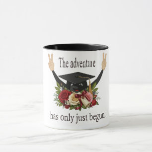 Cute Floral Graduation Cap The Adventure Begins Mug
