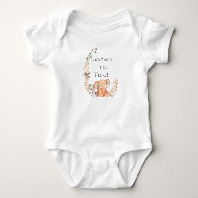 Cute Floral Grandma's Little Peanut Baby Bodysuit (Front)