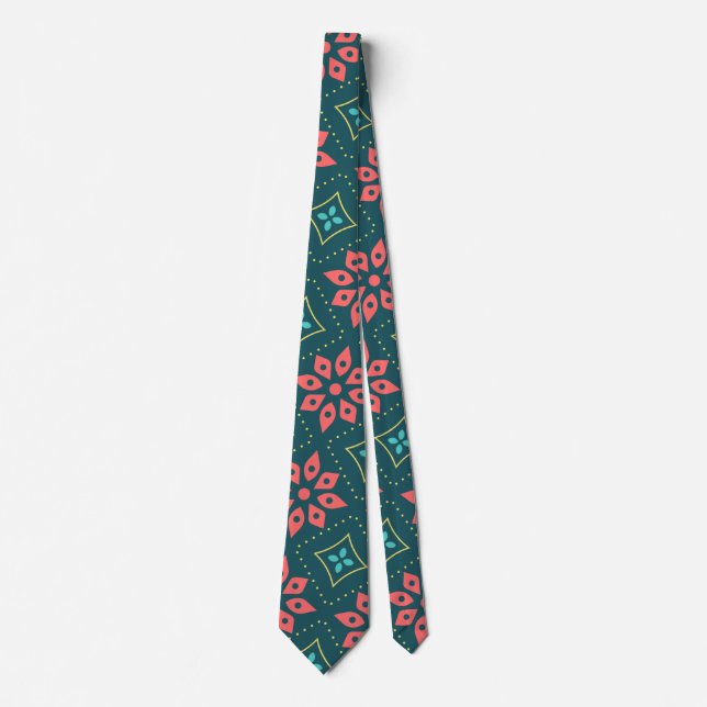 Cute Floral Green Neck Tie (Front)