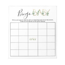 Cute Floral Greenery Slogan Baby Shower Bingo Game Notepad