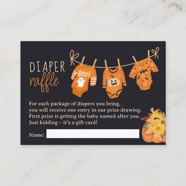 Cute floral Halloween diaper raffle baby shower Enclosure Card