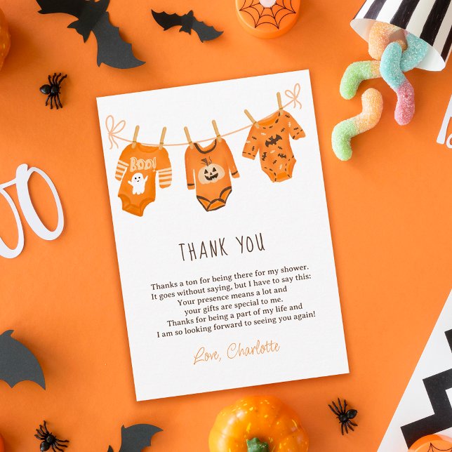 Cute floral Halloween thank you baby shower  Card (Cute floral Halloween thank you baby shower )