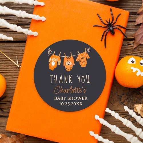 Cute floral Halloween thank you baby shower  Classic Round Sticker