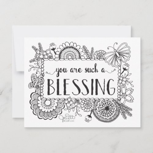 Cute Floral Hand Lettered Black White Appreciation Thank You Card