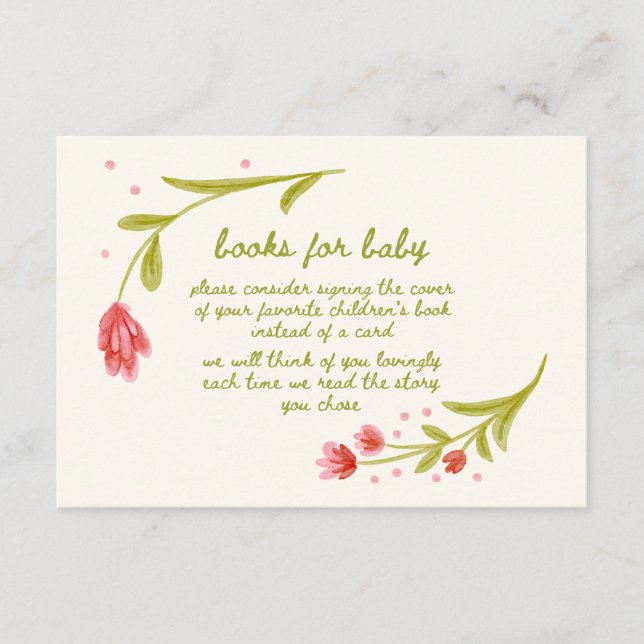 Cute Floral Handwritten Books for Baby Enclosure Card (Front)