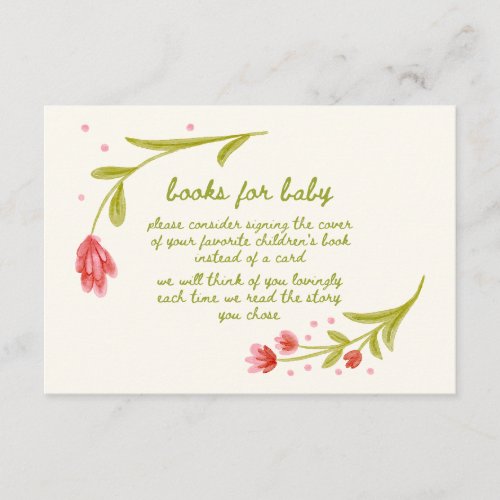 Cute Floral Handwritten Books for Baby Enclosure Card