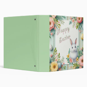 Cute, floral happy Easter bunny 3 Ring Binder