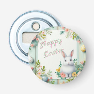Cute, floral happy Easter bunny Bottle Opener