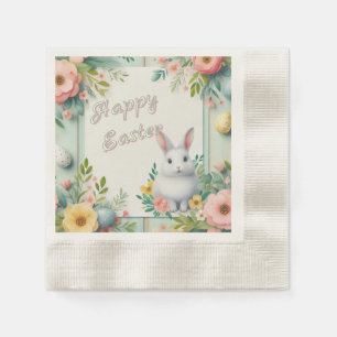 Cute, floral happy Easter bunny Napkins