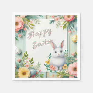 Cute, floral happy Easter bunny Napkins