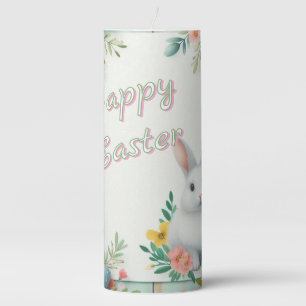 Cute, floral happy Easter bunny Pillar Candle