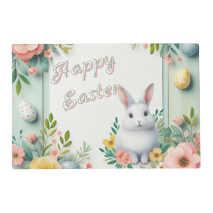 Cute, floral happy Easter bunny Placemat