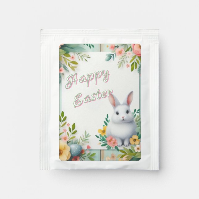 Cute, floral happy Easter bunny Tea Bag Drink Mix (Front)