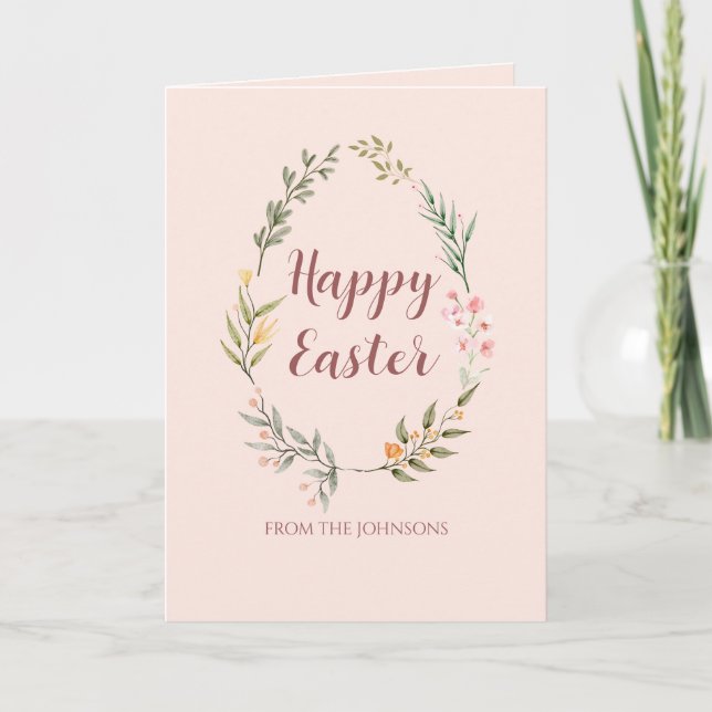 Cute Floral Happy Easter Card (Front)