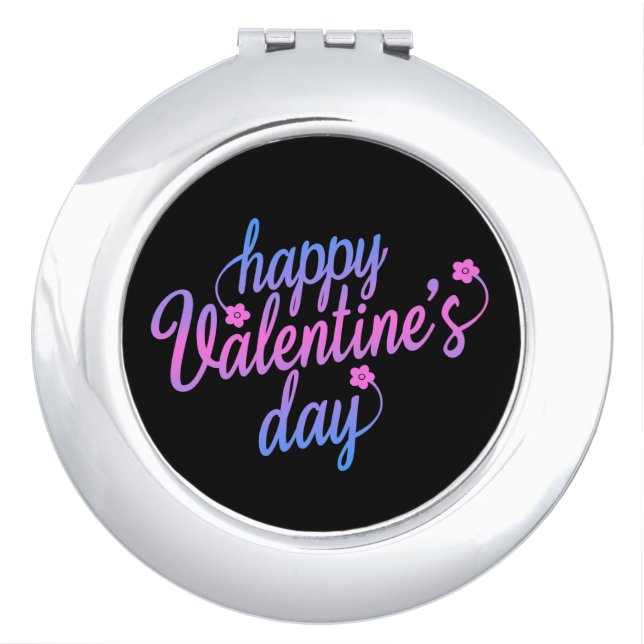Cute Floral Happy Valentine's Day | Compact Mirror (Front)