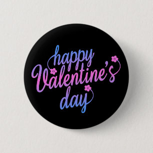 Cute Floral Happy Valentine's Day Pin Button