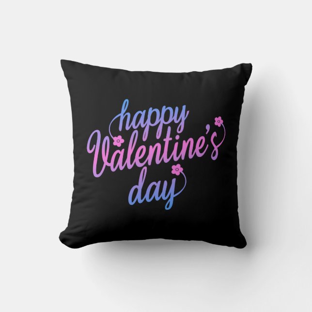 Cute Floral Happy Valentine's Day | Throw Pillow (Front)